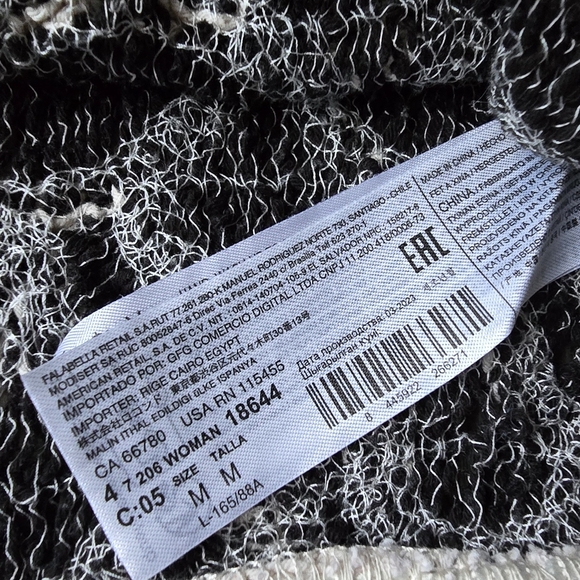 Mango MNG Crochet Lace Fringe Crop Top Black Cream Scallop Boho Festival M - Picture 8 of 14